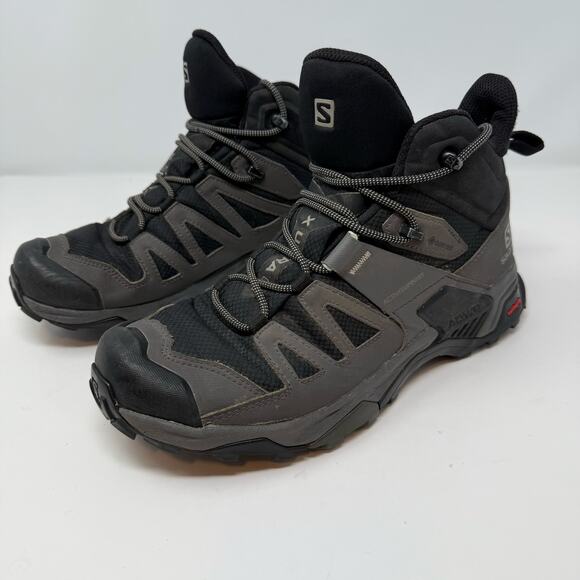Salomon Ultra 04 Gortex Hiking Boots Men's 9 Black Grey Trail Hiking Outdoor - Picture 1 of 14